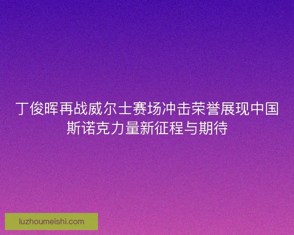 丁俊晖再战威尔士赛场冲击荣誉展现中国斯诺克力量新征程与期待
