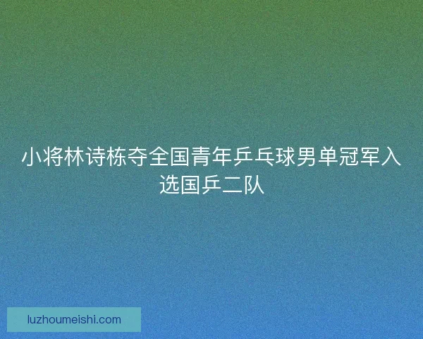 小将林诗栋夺全国青年乒乓球男单冠军入选国乒二队 小将林诗栋夺全国青年乒乓球男单冠军入选国乒二队