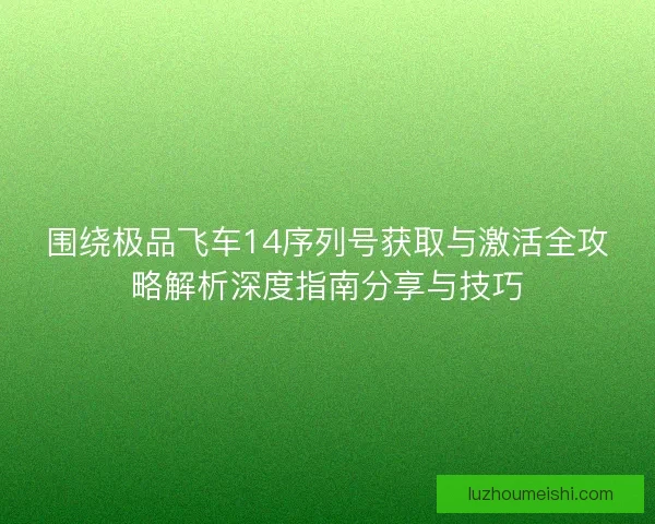 围绕极品飞车14序列号获取与激活全攻略解析深度指南分享与技巧