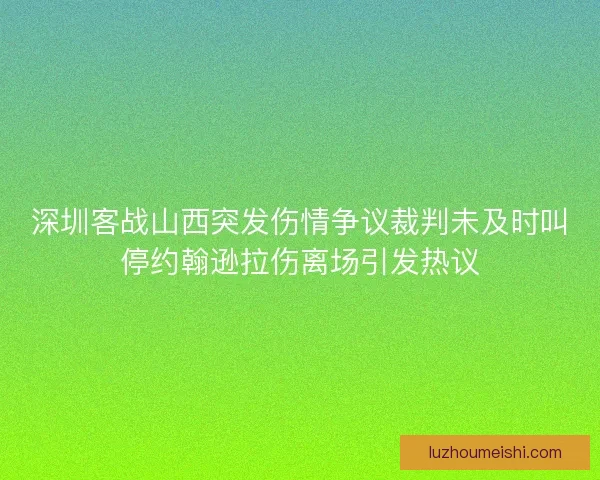 深圳客战山西突发伤情争议裁判未及时叫停约翰逊拉伤离场引发热议